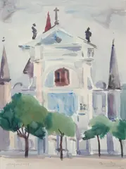 Tibor Czorba, Bazylika w Węgrowie, 1968 r., 1968, akwrela, papier