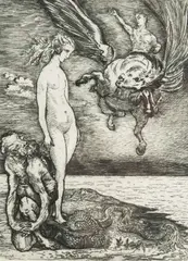 Andromeda by Konstanty Brandel, akwaforta, papier, sold Dec 2020