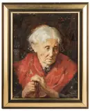 Portret starszej pani by Mn naśladowca Józefa Chełmońskiego, olej, płótno, sold Dec 2020