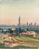 Juliusz Mieszkowski, Warszawa, 1950 r., 1950, akwarela, papier