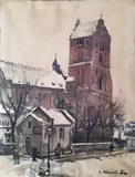 Zdzisław Kraśnik, Kościół Panny Maryi na Nowym Mieście w Warszawie, akwarela, papier