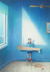 Jerzy Głuszek, Mały marzyciel, 2020, 2020, tempera, pastel, papier