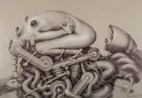 Marcin Tomaszewski, Bez tytułu, ołówek, pastel, tusz, papier