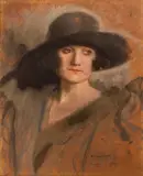 Alfons Karpiński, Portret damy w kapeluszu, 1924 r.