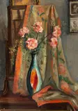 Irena Weiss zw. Aneri, Goździki w wazonie, ok. 1950, 1950, olej, tektura