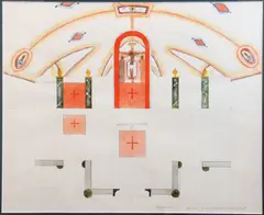 Jerzy Nowosielski, Katedra S.M. Magdaleny Warszawa - projekt wnętrza, akwarela, papier