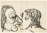 Roman Opałka, Pocałunek - dyptyk, węgiel, papier, 41