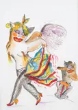 Tancerka samby, lata 90. XX w. by Hanna Bakuła, akwarela, papier, sold Nov 2020