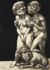 Adam Hoffman, Na straży uczuć, 1973 r., 1973, ołówek, węgiel, pastel, papier