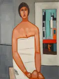 Kobieta we wnętrzu, 1964 by Jerzy Nowosielski, 1964, olej, płótno, sold Oct 2020