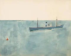 Jerzy Nowosielski, Okręt, 1949, 1949, gwasz, papier, płótno