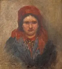 Salomon Maisner, Portret góralki, 1915 r., 1915, olej, płótno naklejone na tekturę