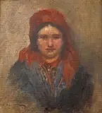 Salomon Maisner, Portret góralki, 1915 r., 1915, olej, płótno naklejone na tekturę