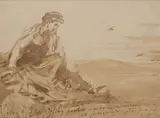 Tadeusz Rybkowski, Zamyślona dziewczyna, ok. 1879 r., 1879, tusz, papier