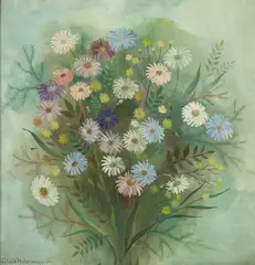 Alicja Hohermann, Bukiet astrów, 1938 r., 1938, olej, tektura