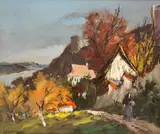 Widok na Zamek w Kazimierzu, 1986 r. by Stanisław Jan Łazorek, 1986, olej, płótno, sold Oct 2020