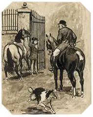 Ludwik Maciąg, Ilustracja do Lassie, wróć!, tusz, papier