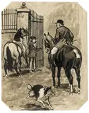Ludwik Maciąg, Ilustracja do Lassie, wróć!, tusz, papier