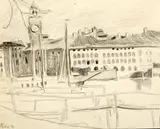 Stanisław Kamocki, Widok na port i Torre Apponale w Riva del Garda, ok. 1907