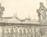 Stanisław Kamocki, Balustrady Zwingeru i widok na zamek książąt saksoński w Dreźnie, ok 1903