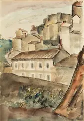 Jacques Gotko, Wioska, 1927 r., 1927, akwarela, tusz, papier