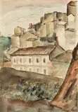 Jacques Gotko, Wioska, 1927 r., 1927, akwarela, tusz, papier