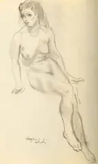 Kasper Pochwalski, Akt siedzacej, ołówek, papier