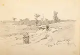 Tadeusz Rybkowski, Droga do lasu, 1887 r., 1887, ołówek, papier naklejony na kartę szkicownika