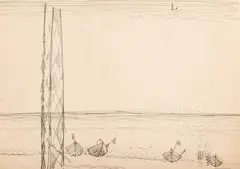 Władysław Brzosko, Nad brzegiem II, ołówek, papier, 26