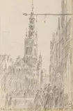Stefan Szmaj, Gdańsk. Widok ratusza, 1968 r., 1968, ołówek, papier