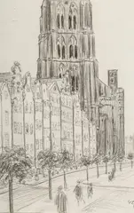 Kościół Mariacki w Gdańsku, 1962 r. by Stefan Szmaj, 1962, ołówek, papier, sold Oct 2020