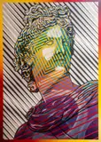 Michał Mąka, Apollo, 2019, 2019, akryl, spray, ręcznie wycinany szablon, płótno
