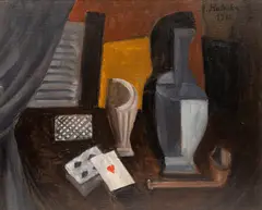 Alice Halicka, Martwa natura z kartami, olej, płótno, 49