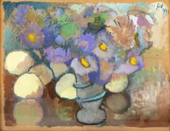 Kwiaty, 1921 r. by Kazimierz Sichulski, 1921, tempera, papier, sold Aug 2020