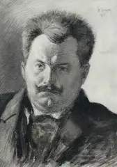 Wilhelm Mitarski, Portret Jana Kasprowicza, 1902, 1902, tusz, papier, 37