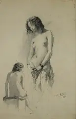 Pio Joris, Studium kobiety, 1870, 1870, ołówek, papier