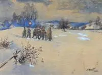 Andrzej Zygmut Oleś, Wieczór wigilijny, 1941, 1941, akwarela, papier