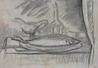 Zygmunt Waliszewski, Sandacz, 1936, 1936, tusz lawowany, papier