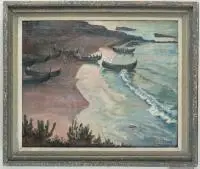 Na brzegu morskim w Tighercie by Antoni Teslar, olej, płótno, sold Jul 2020