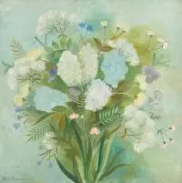 Alicja Hohermann, Bukiet bzów różnokolorowych, 1938 r., 1938, olej, tektura