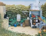 Kompozycja z aniołem, 2005 by Jacek Yerka, 2005, pastel, ołówek, karton, 59, sold Jun 2020