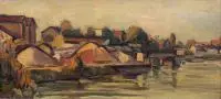 Michel Adlen, Pejzaż z Sekwaną, 1954, 1954, olej, płótno
