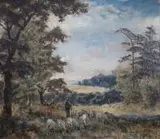 Albert Lipczyński, Scena z pasterzem, olej, płótno