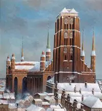 Paul Kreisel, Kościół Mariacki, olej, płyta