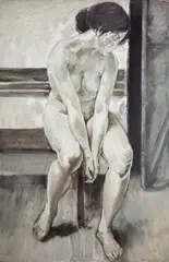 Maciej Lachur, Akt siedzącej, lata 1986-1988 r., olej, płótno, 92