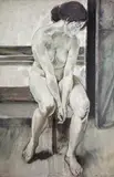 Maciej Lachur, Akt siedzącej, lata 1986-1988 r., olej, płótno, 92