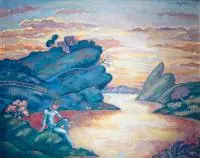 Rybak, 1914 r. by Eugeniusz Zak, 1914, olej, sold May 2020