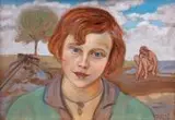 Głowa dziewczyny, 1928 r. by Wlastimil Hofman, 1928, olej, tektura, sold May 2020