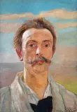 Autoportret, 1924 r. by Wlastimil Hofman, 1924, olej, tektura, 48, sold May 2020