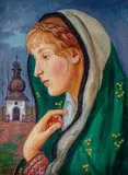 Madonna by Wlastimil Hofman, olej, płótno na desce, 49, sold May 2020